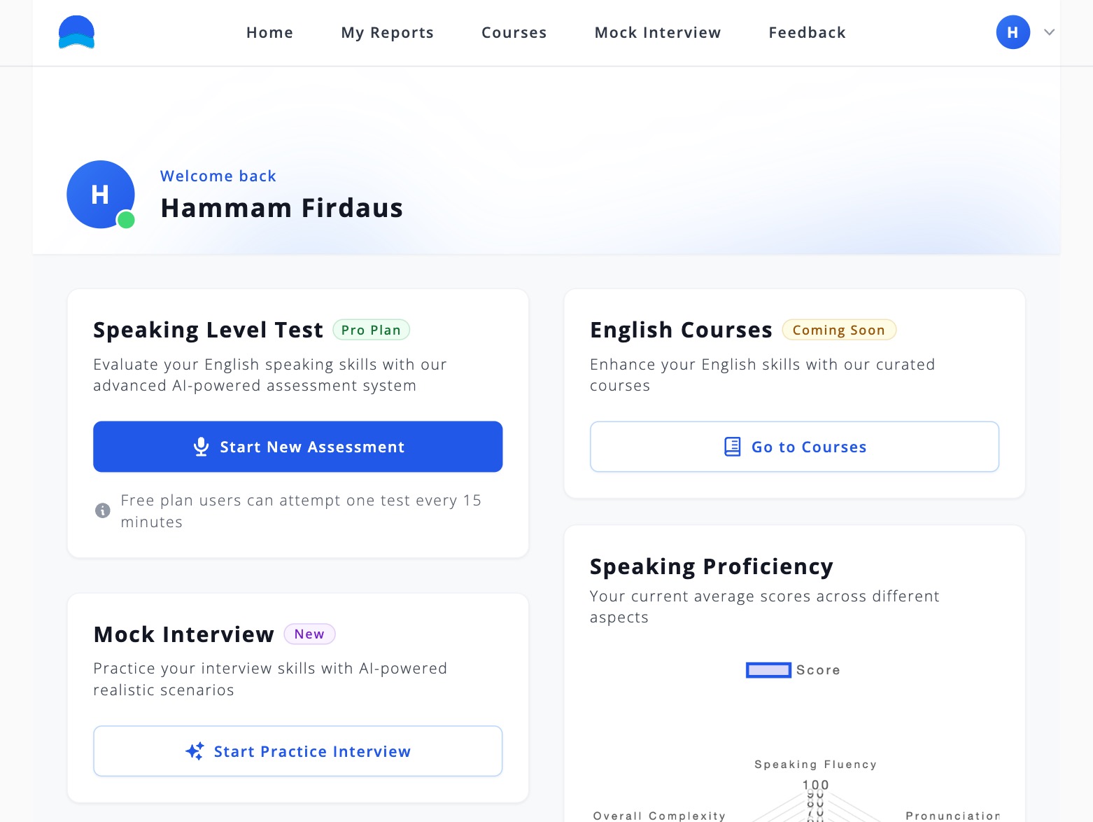 Talk Score assessment interface